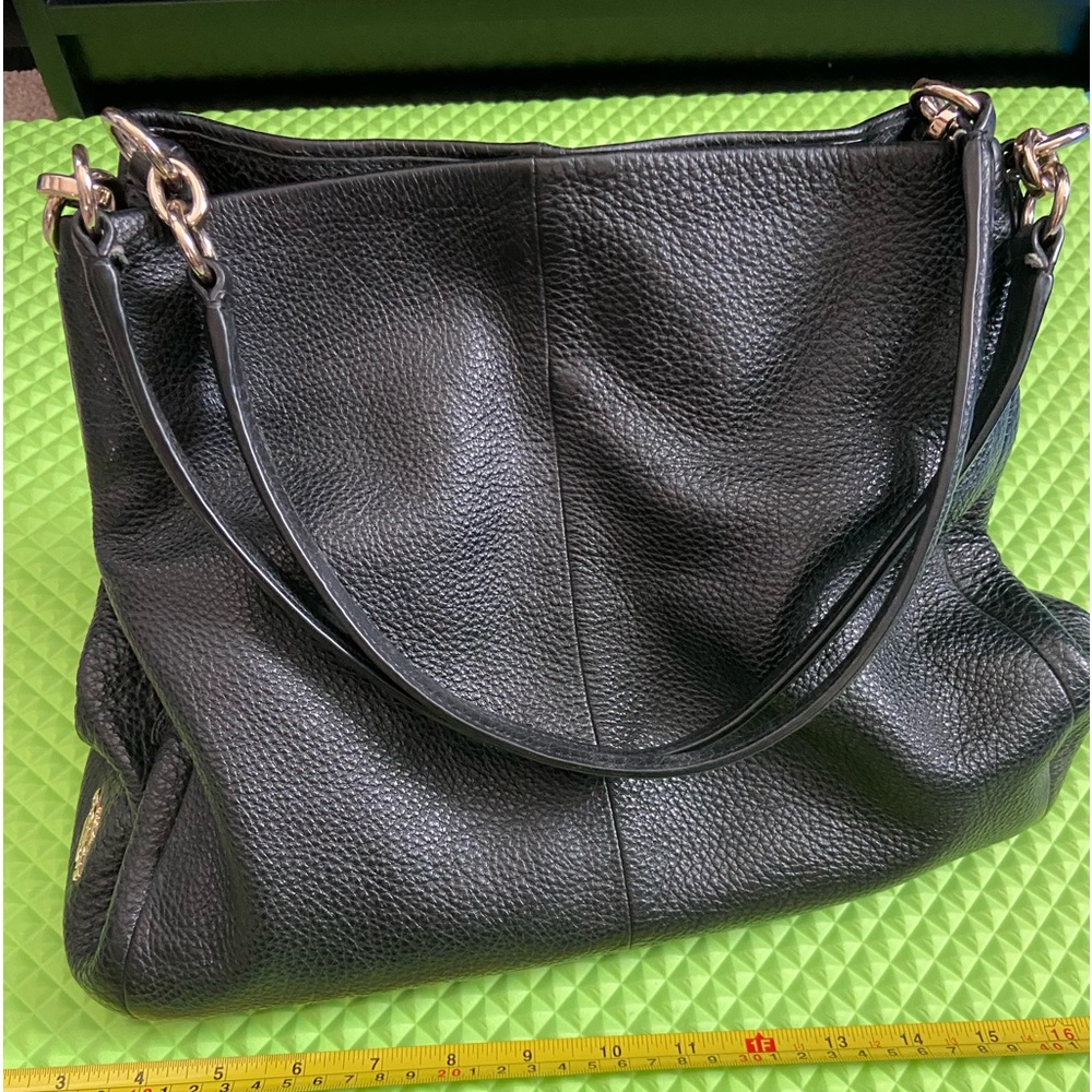 Coach black silver leather purse shoulder bad big